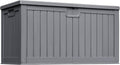 Greesum 230 Gallon HDPE Outdoor Storage Box with Removable Dividers, Weatherproof Oversized Deck Box for Patio, Garage, Garden, Gray