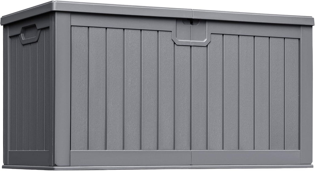 greesum 230 gallon hdpe outdoor storage box with shown in use