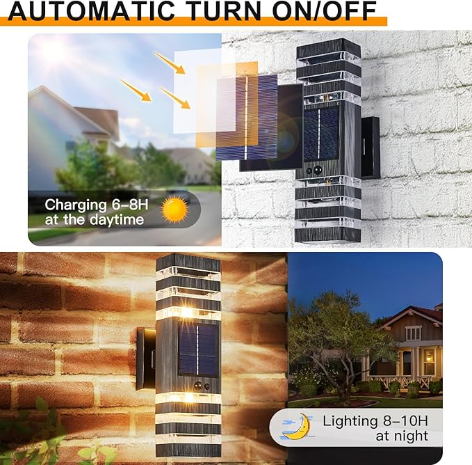 2 Pack Solar Outdoor Wall Lights