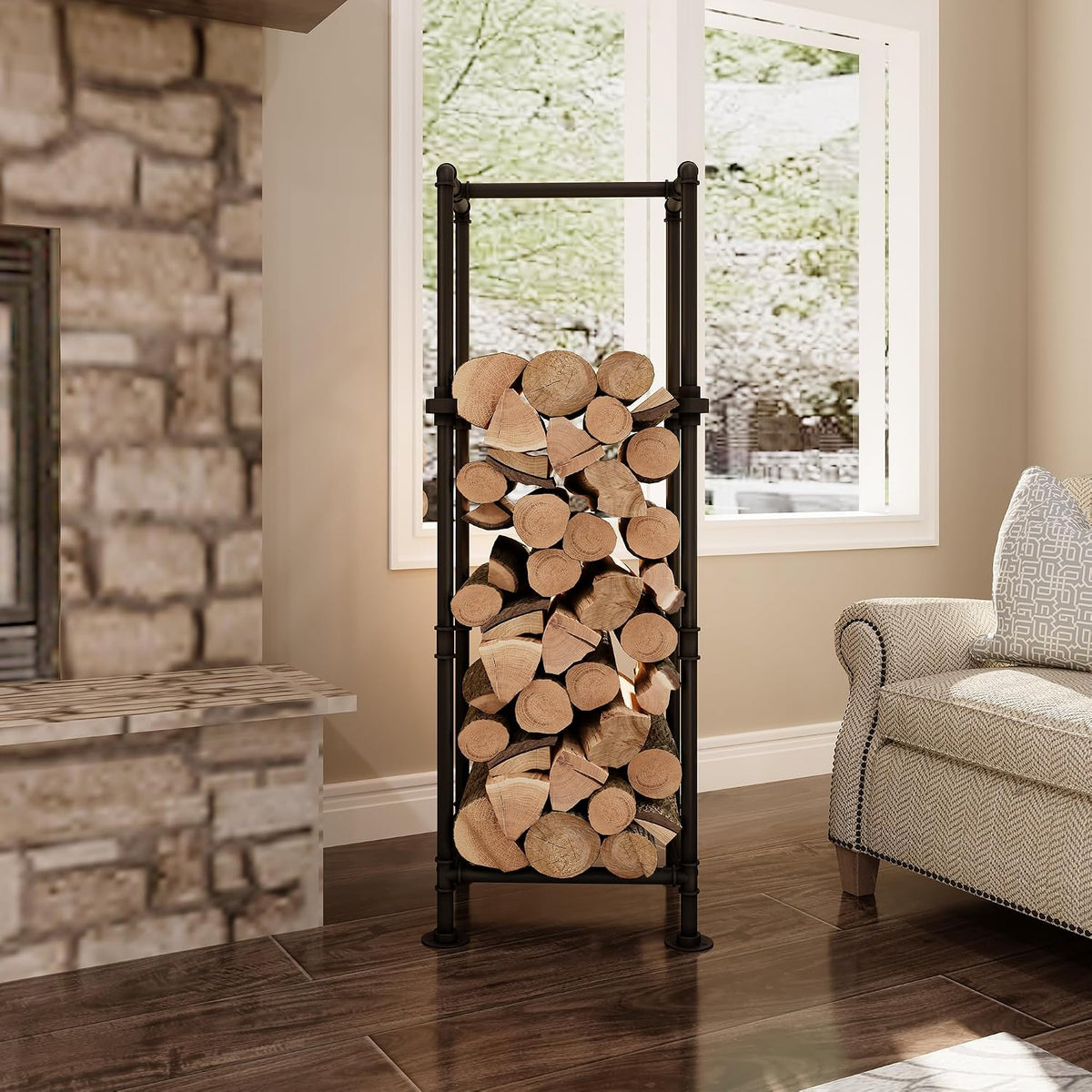 firewood rack,industrial style firewood holder with two optional showing dimensions