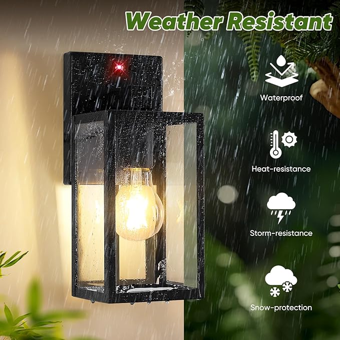 2-Pack Upgraded Motion Sensor Outdoor Wall Lights, 10.6” Small Dusk to Dawn