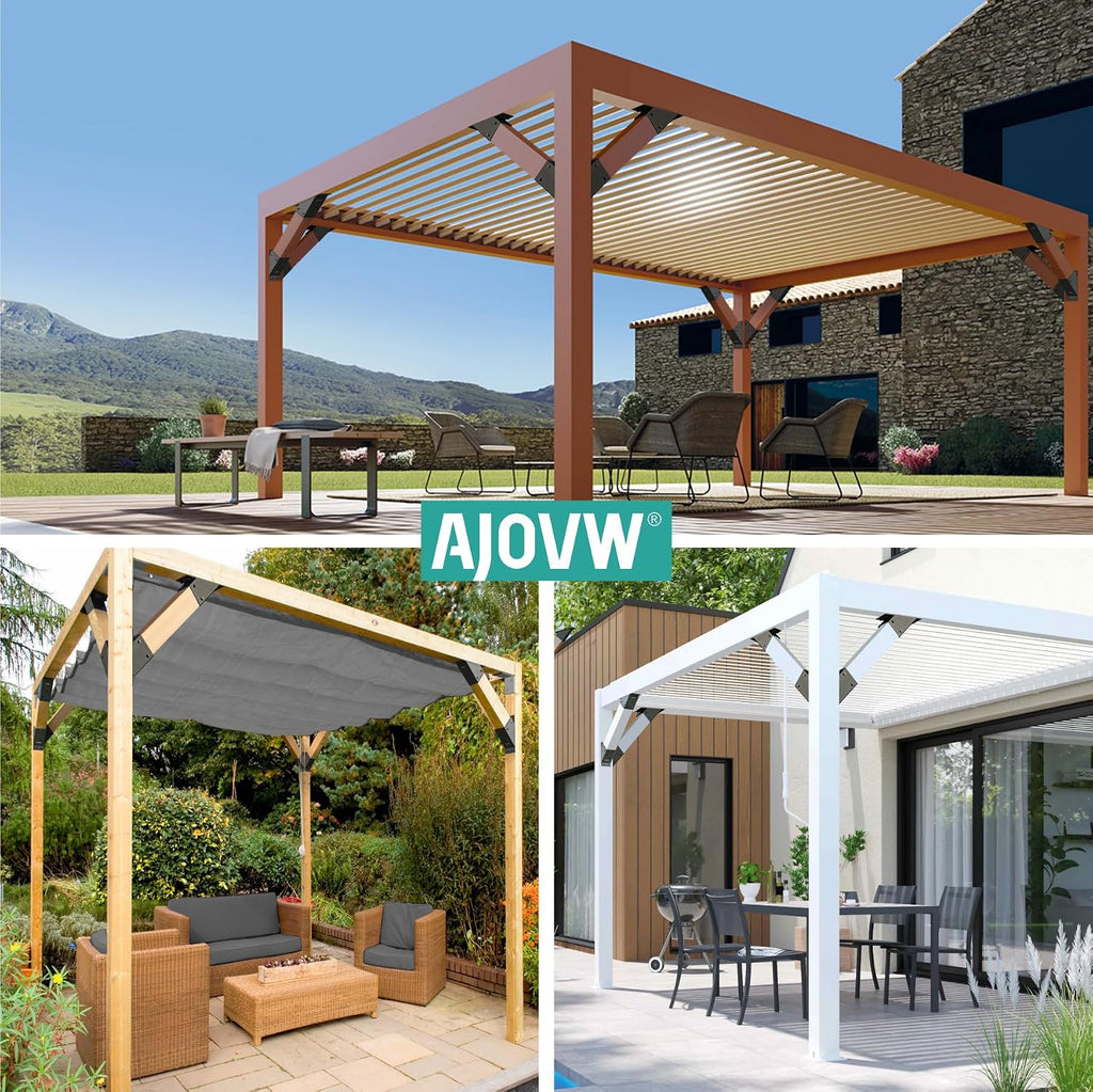 45 degree pergola angle support brackets, 4x4 wood, package contents
