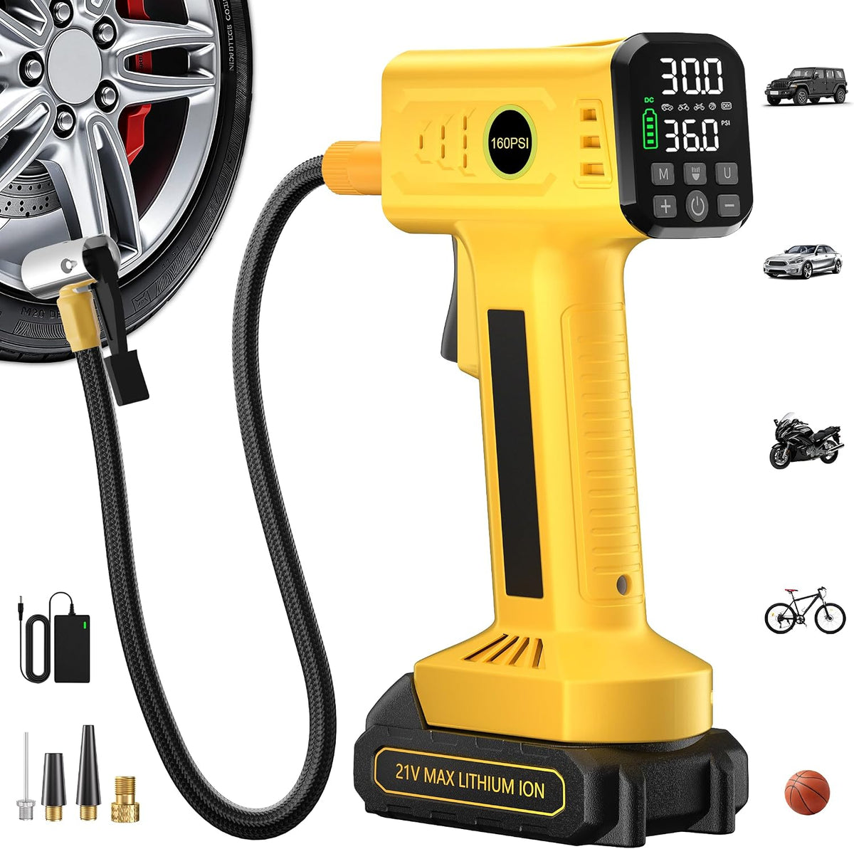 Tire Inflator Portable Air Compressor, Cordless Tire Inflator