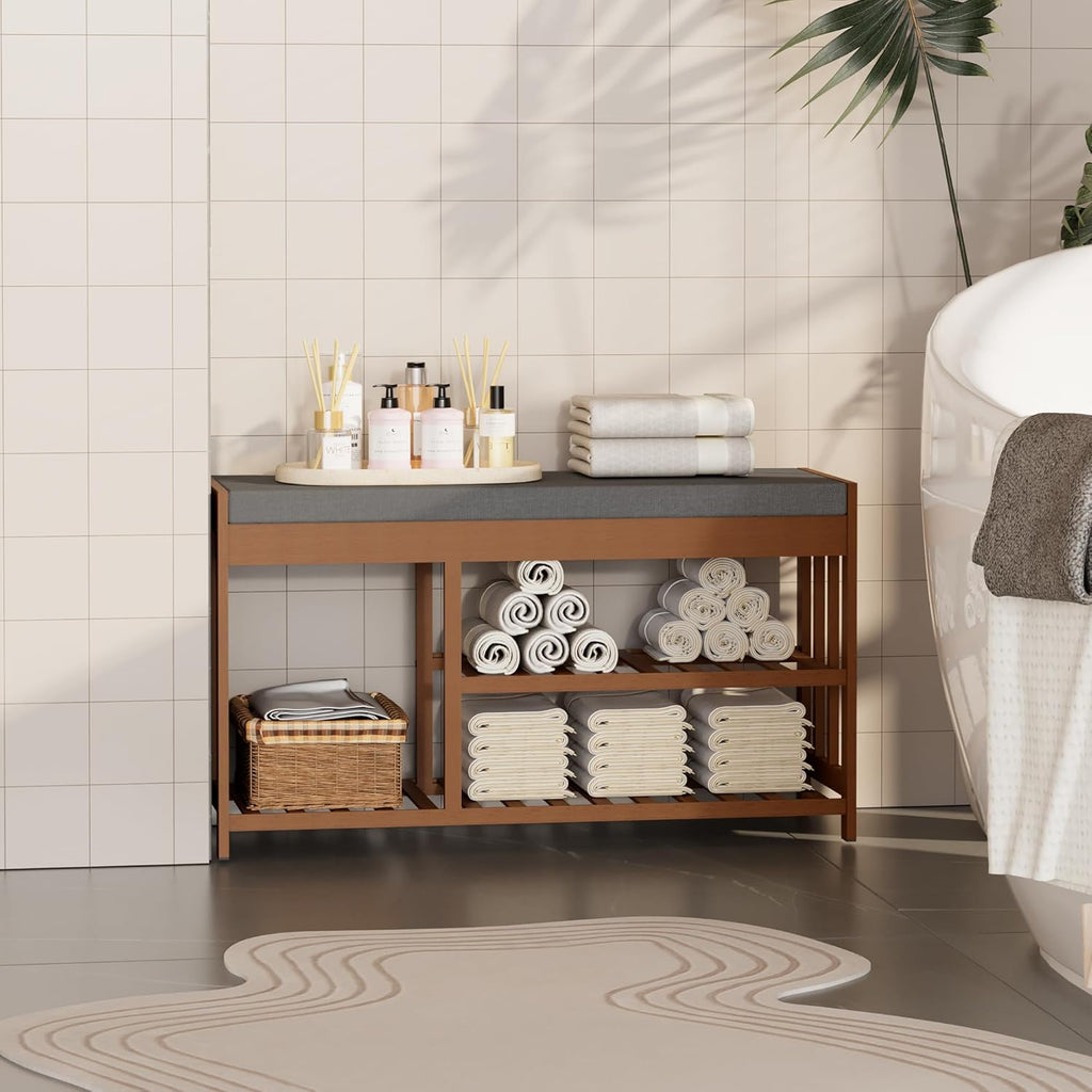 shoe rack bench for entryway, bamboo shoe storage, package contents