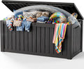 EasyUp 220 Gallon Deck Box Waterproof Lockable Outside Storage Box, Black