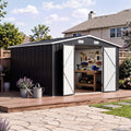 Aoxun 10x12 FT Outdoor Storage Shed with Lockable Double Doors, Black