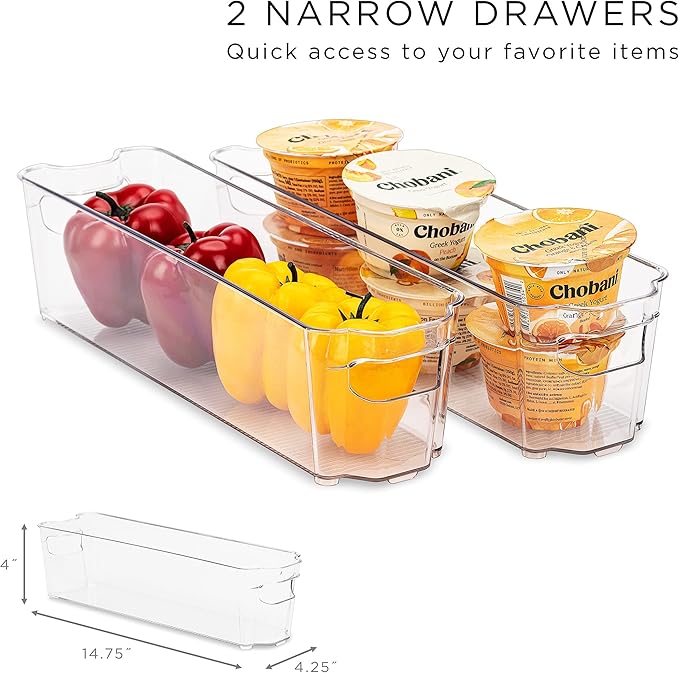 Sorbus Fridge Bins and Freezer Bins Refrigerator Organizer Stackable Food (6 Piece)