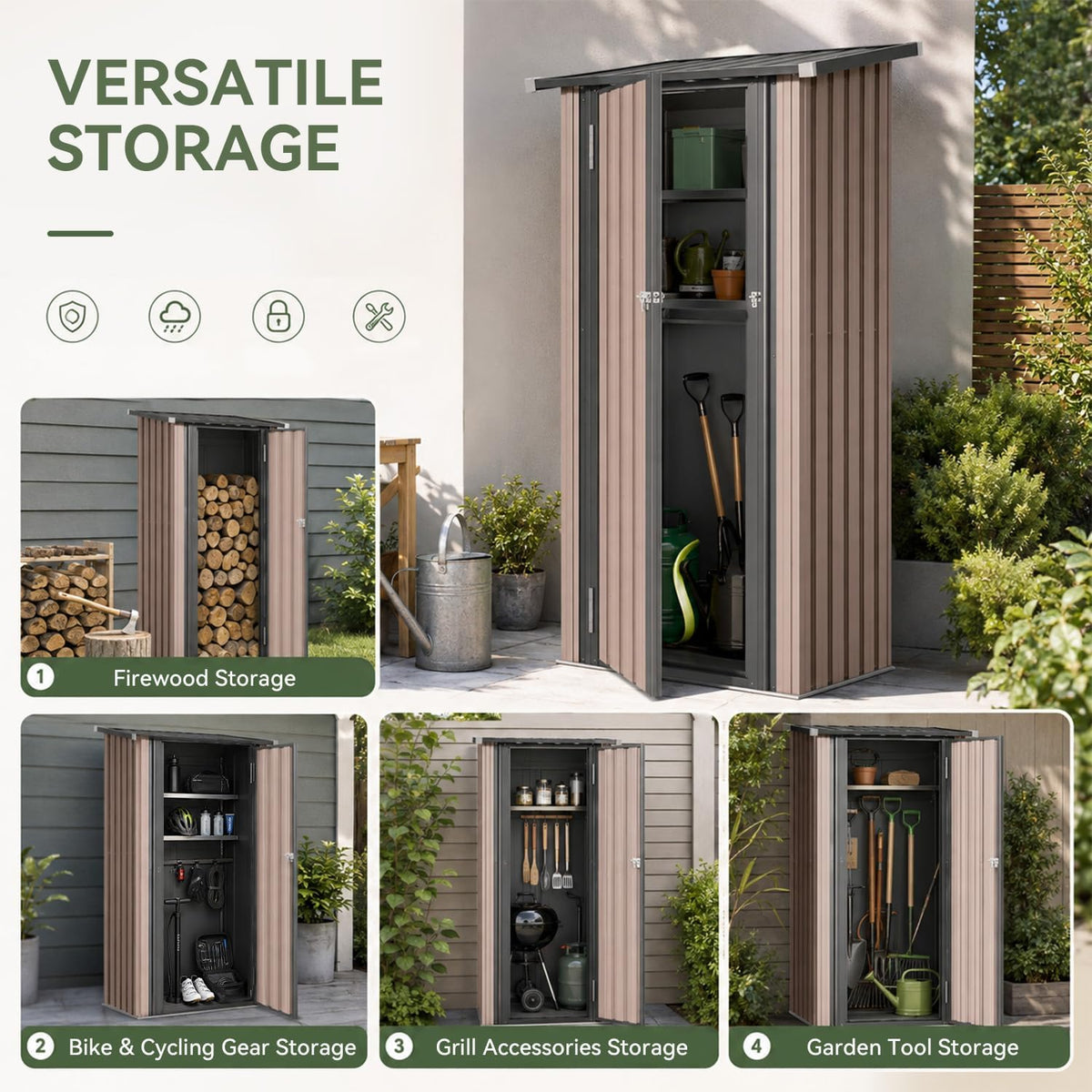 aoxun 3x2 ft outdoor storage shed, shed with showing dimensions