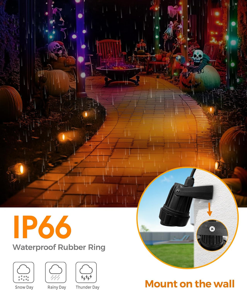 L LOHAS LED Orange Halloween Lights Outdoor Spotlight Dusk to Dawn Plug in