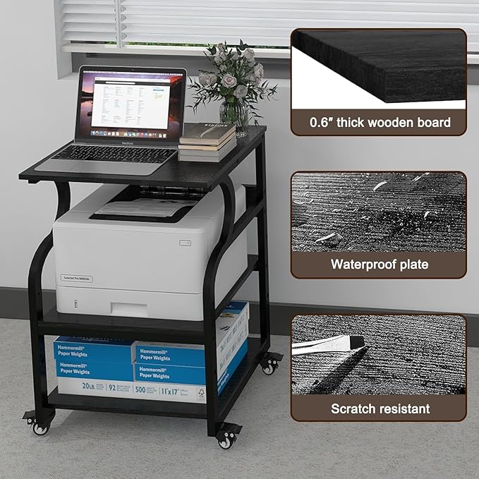 Natwind Large Printer Stand, 3 Tier Rolling Printer Cart