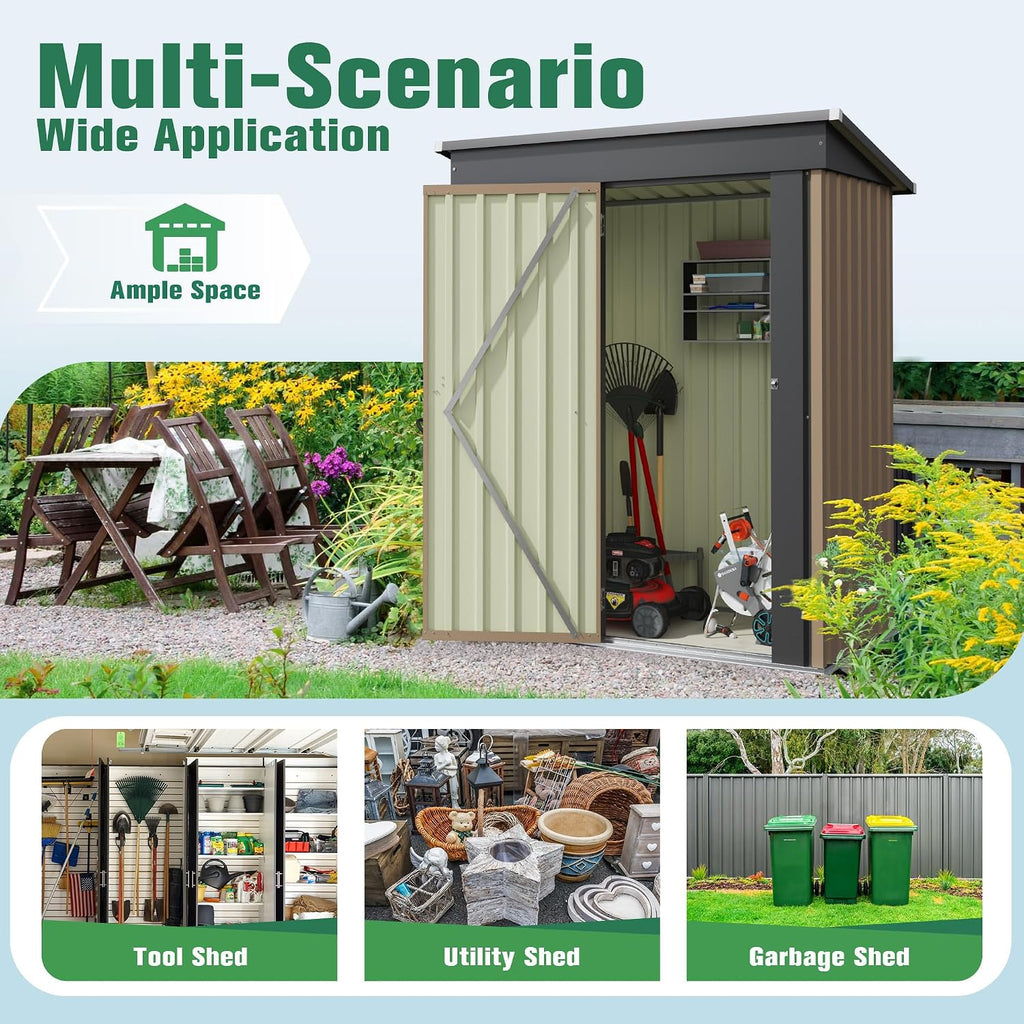 flamaker 5x3 ft storage shed waterproof metal garden, package contents