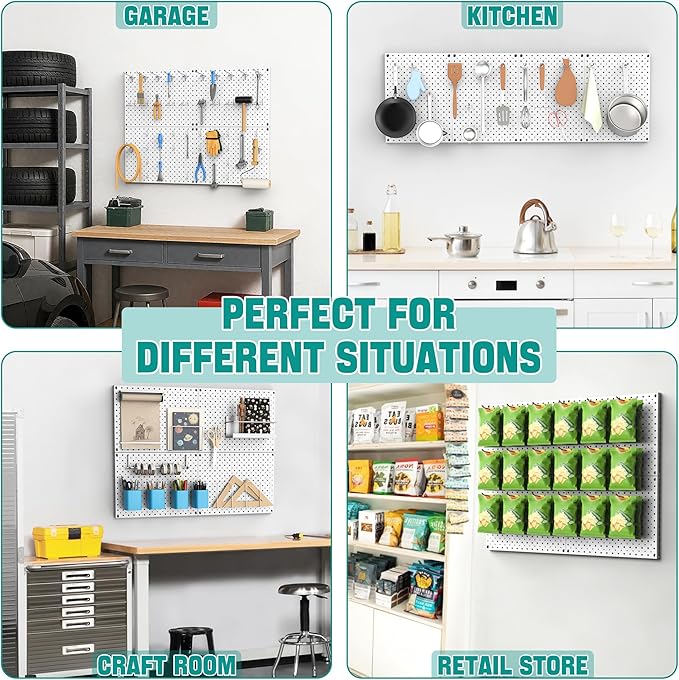 EVERHANGER Metal Pegboard Panels, Heavy Duty Pegboard Wall Organizer, Garage