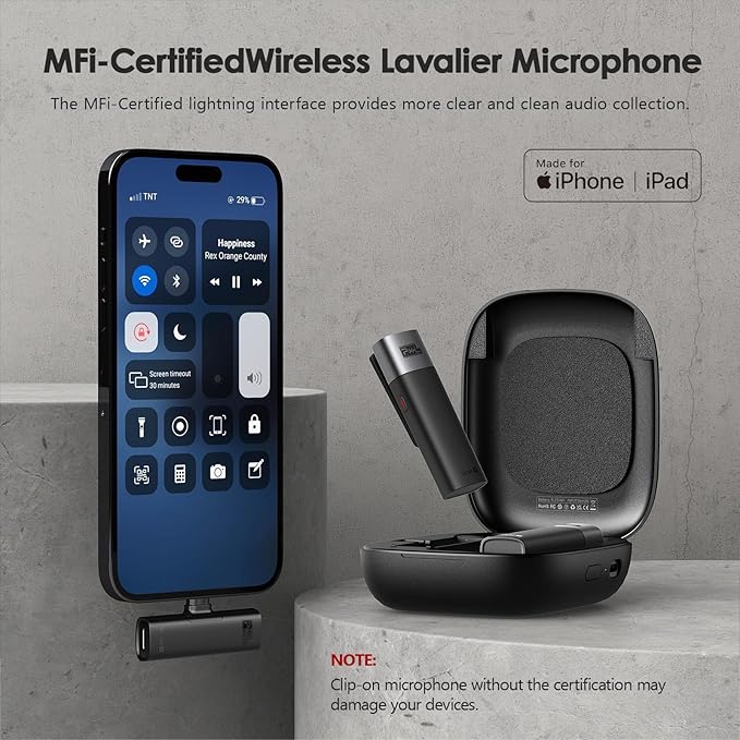PIXEL Wireless Lavalier Microphone-2 Pack Lapel Mics Compatible