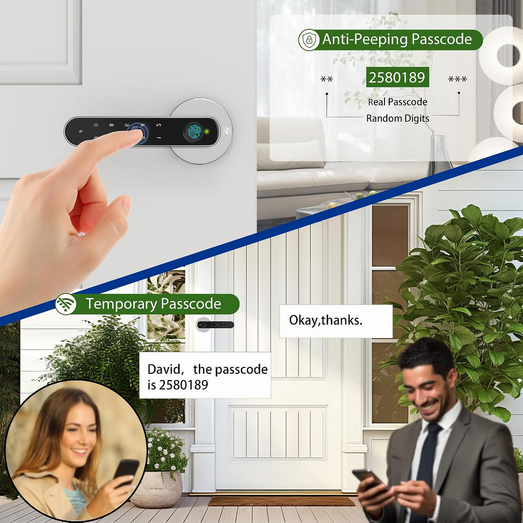 fingerprint door lock, 5-in-1 smart door knob with, close-up detail