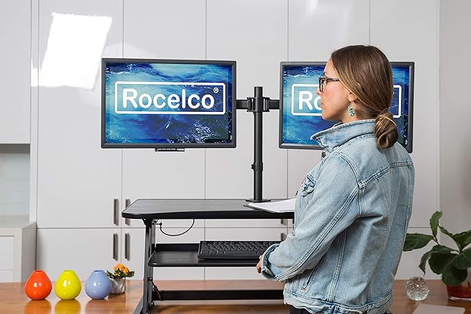 Rocelco 40" Large Height Adjustable Standing Desk Converter
