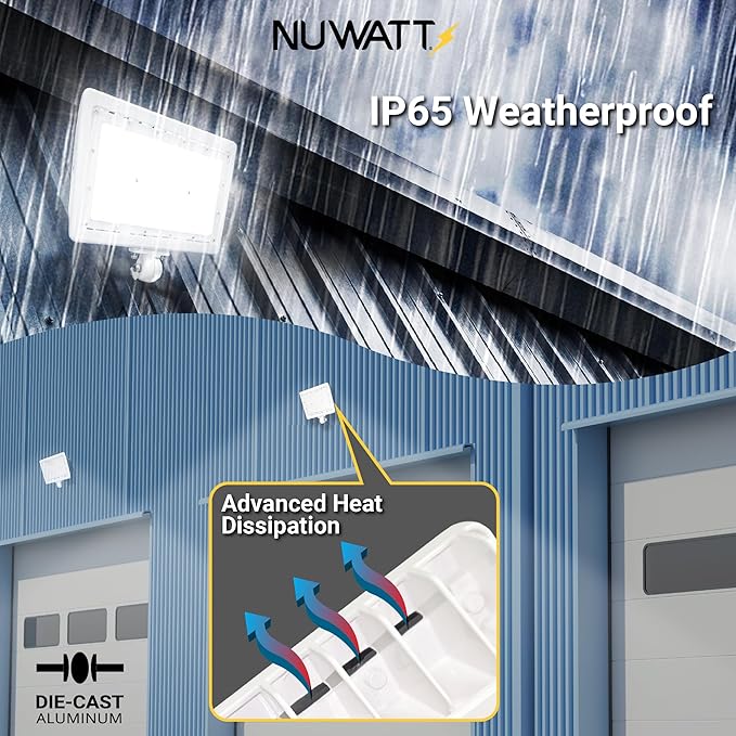 NUWATT 30W LED Flood Light, 3CCT 3000K/4000K/5000K Selectable, IP65 Waterproof