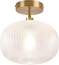 Gold Semi Flush Mount Ceiling Light Fixture,Hallway Light Fixtures,Vintage Ceiling Light Fixture,Globe Glass Ceiling Fixture,Adjustable Hanging Lighting for Bathroom Entryway Bedroom