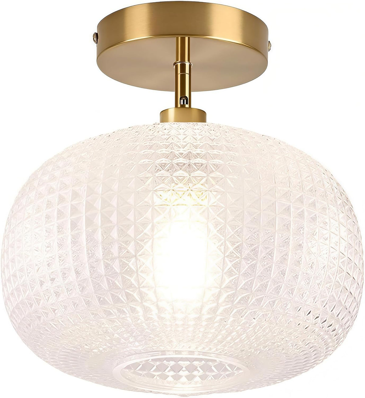 Gold Semi Flush Mount Ceiling Light Fixture,Hallway Light Fixtures,Vintage Ceiling Light Fixture,Globe Glass Ceiling Fixture,Adjustable Hanging Lighting for Bathroom Entryway Bedroom