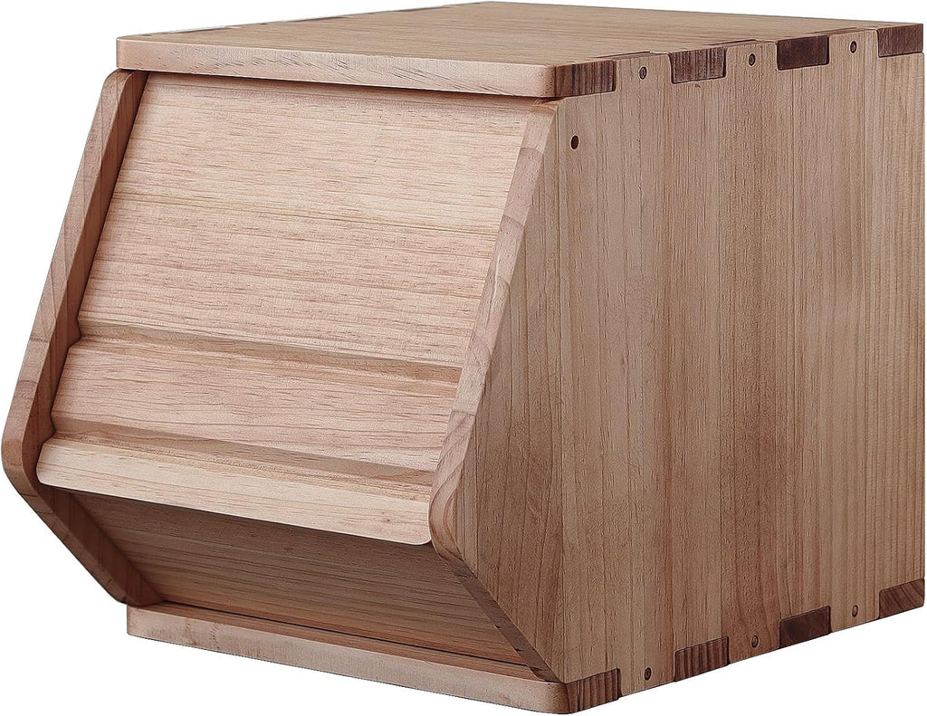 Stackable Solid Wood Storage Chests, Modular Bins with Lids,11.75"W