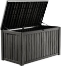 PatioZen 200 Gallon Deck Box, Outdoor Storage Box, Outdoor Storage Box for Cushions, Garden Tools, Furniture Storage,Waterproof, Lockable and Resin,Black