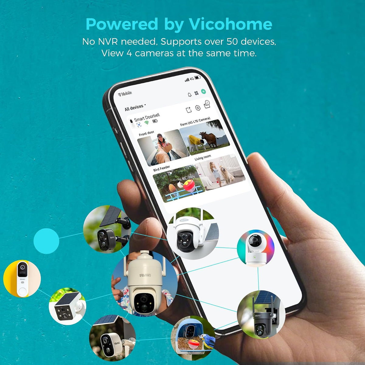 vicohome 2cg6 2k solar security camera, wireless outdoor shown in use