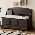 LUMISOL Shoe Storage Bench with Seating, 41.7” Farmhouse Entryway Bench with Cushion and Hidden Storage, Upholstered Storage Ottoman for Living Room, Entryway, Bedroom, Espresso