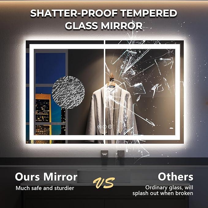 YEELAIT 55x30 Inch LED Bathroom Mirror