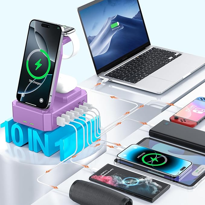 300W Charging Station for Multiple Devices Apple, Zutspzss 10 in 1 Wireless