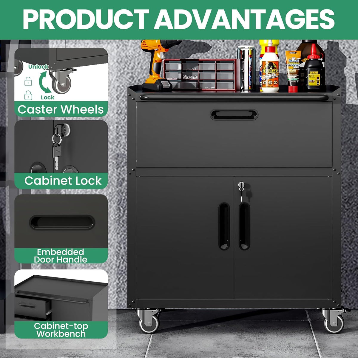 garage cabinets,metal garage storage cabinet with wheels,black lockable showing dimensions