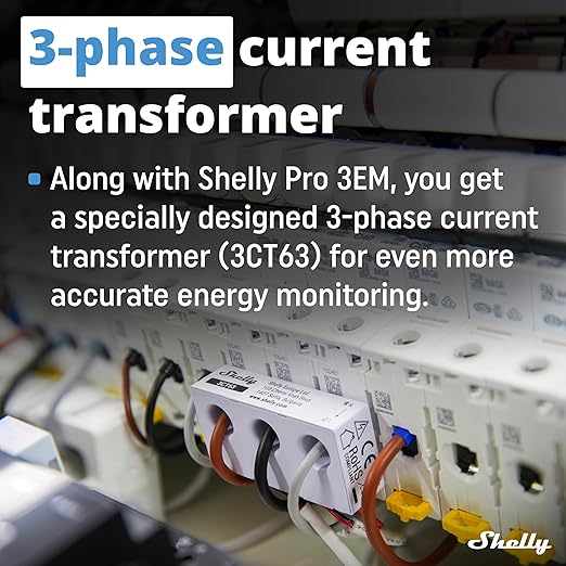 Shelly Pro 3EM 3CT 63 | Wi-Fi & LAN 3-Phase Professional Smart Energy Meter |