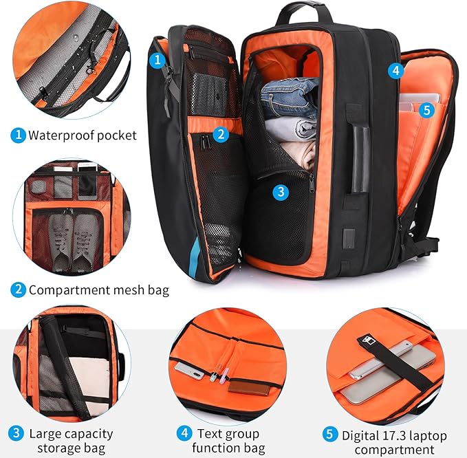 Travel Carry on Backpack, Extra Large Expandable 45L Backpack
