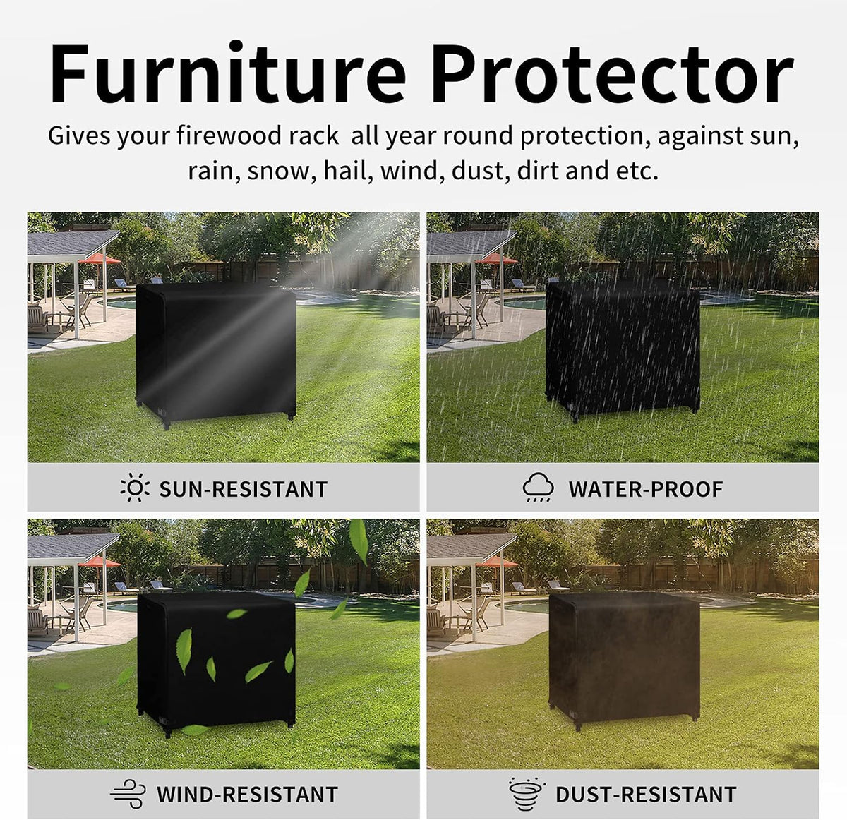 easy-going 4 feet outdoor log rack cover waterproof on a desk or shelf