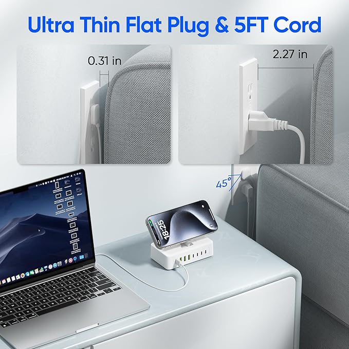 11-in-1 Charging Station USB-C Power Strip, 300W USB C Charger Block, 2AC