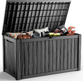ROJIK 200 Gallon Deck Box Outdoor, Waterproof Outdoor Storage Boxes with Lids, Outside Resin Lockable Storage Box for Patio Cushions, Garden Tools(Black)