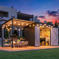Aoxun 6x4FT Outdoor Storage Shed & Hardtop Gazebo with Solar String Lights