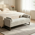 64" W Storage Benches End of Bed Bench, Light Gray