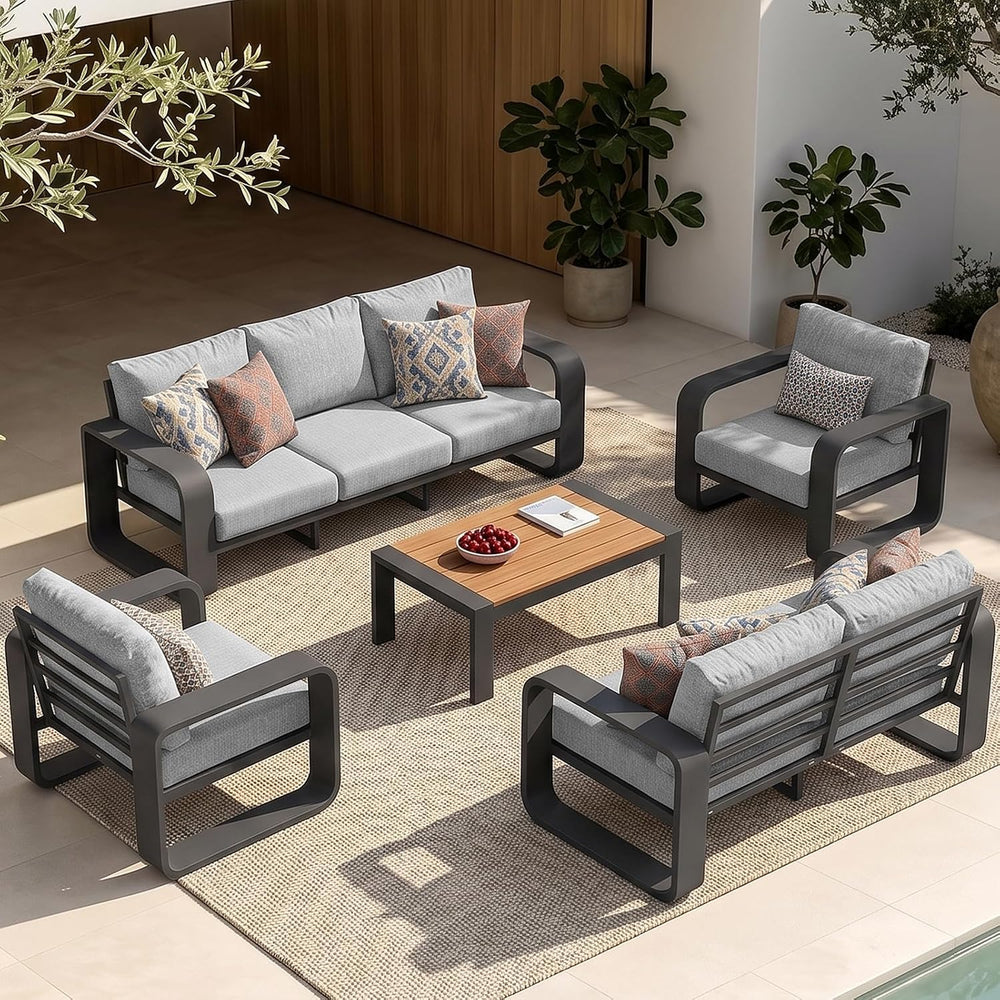 Oversized Aluminum Outdoor Furniture Set, Extra Large Patio Furniture Sofa Se...