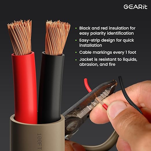 GEARit Outdoor Speaker Wire CL3 Rated, 14 Gauge Speaker Wire, Speaker Cable 250
