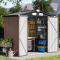 Aoxun 6x4 FT Metal Outdoor Steel Shed Brown