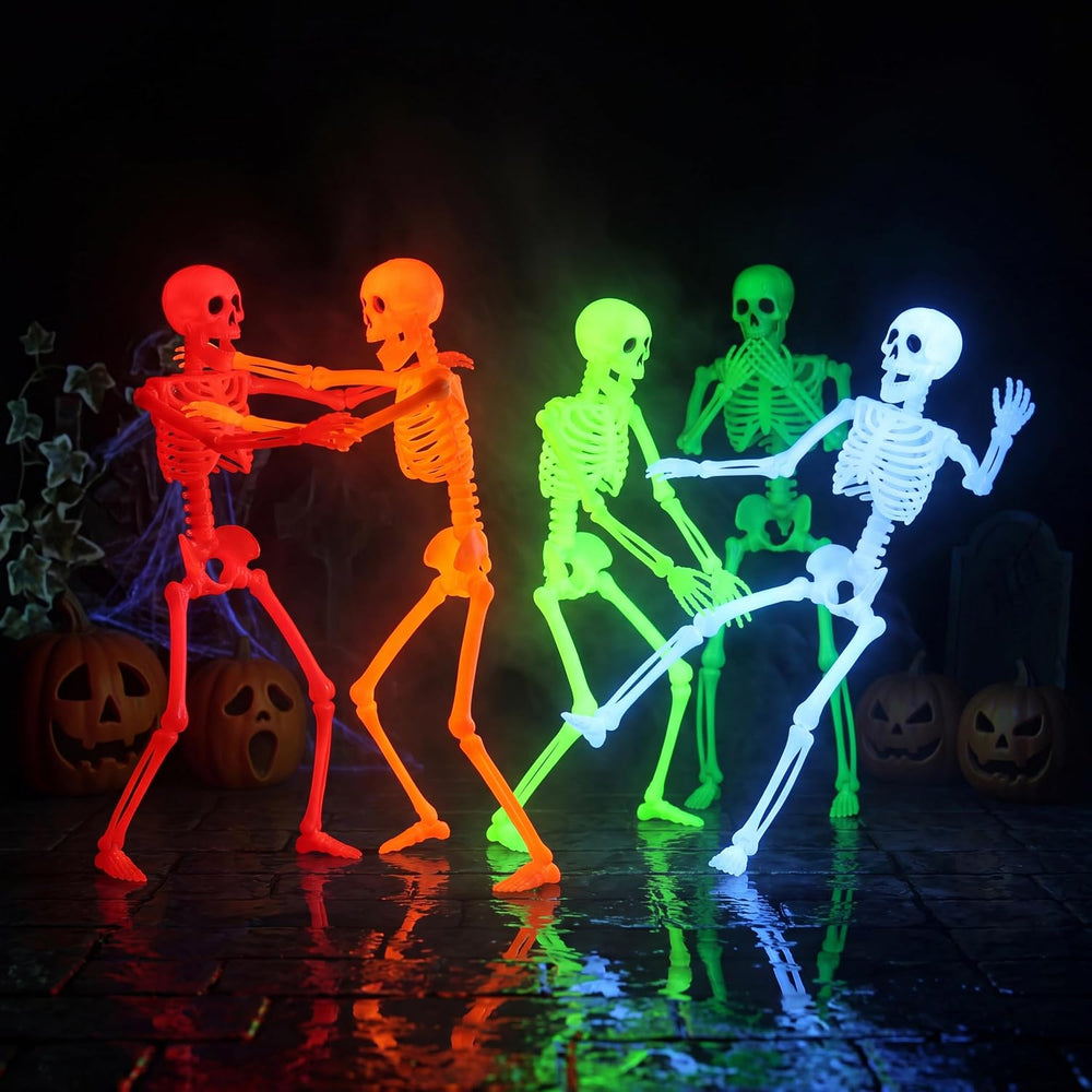 JOYIN 5 PCS 16" Blacklight Reactive Halloween Skeleton, Small Skeleton D...