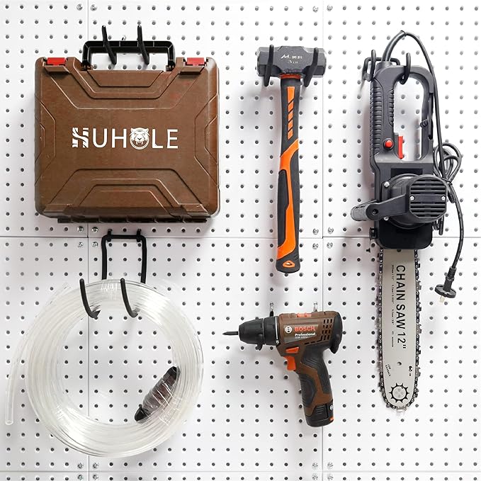 HUHOLE Pegboard Drill Holder, Peg Board Tool Utility Hooks, 24 Pack Heavy Duty