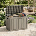 46 Gallon Deck Box for Patio Furniture, Outdoor Storage Container Heavy Duty UV Resistant with Lockable Lid, Large Waterproof Resin Deck Box for Garden Tools & Cushions, 300 lbs Load Capacity