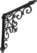 NACH Decorative Shelf Brackets, 1 Pack of 15 x 2 x 15 inch, Black Cast Iron Wall Shelf Brackets - Decorative Bookshelf Brackets - Victorian Style Shelf Bracket