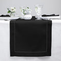Solino Home Linen Black Table Runner 60 Inches - Classic Hemstitch, 100% Pure Linen Coffee Table Runner 14 x 60 Inch Ideal for Dresser Tables - Fall, Autumn, Halloween, Thanksgiving, Holiday