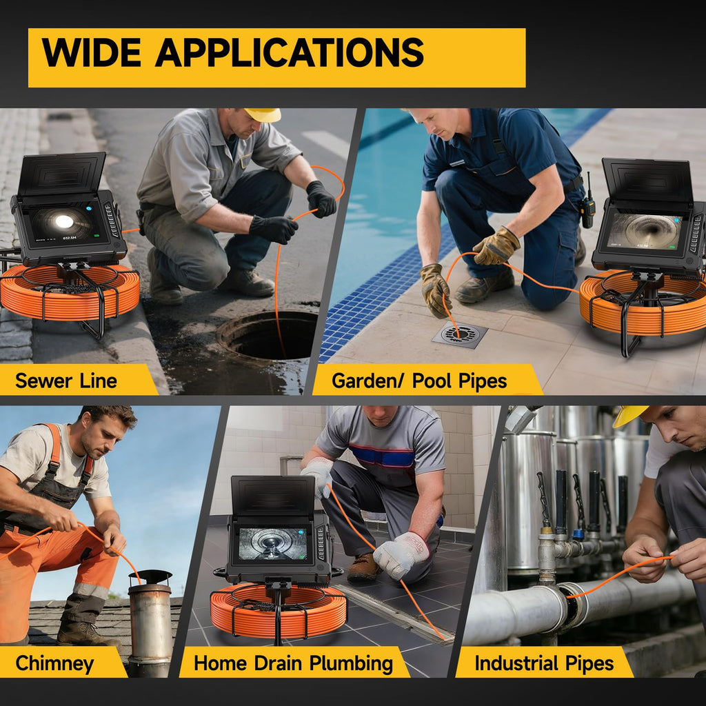 Oiiwak Sewer Camera 100ft, Pipe Inspection Camera with 7" IPS HD Screen