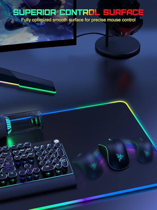 TopMade Wireless Charging Mouse Pad, RGB Gaming Mousepad Home Office Desk Pad