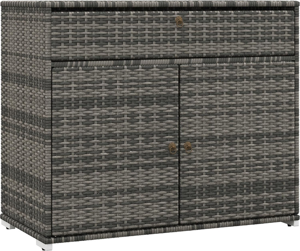 Outsunny Outdoor Storage Cabinet with Drawer Freestanding Gray