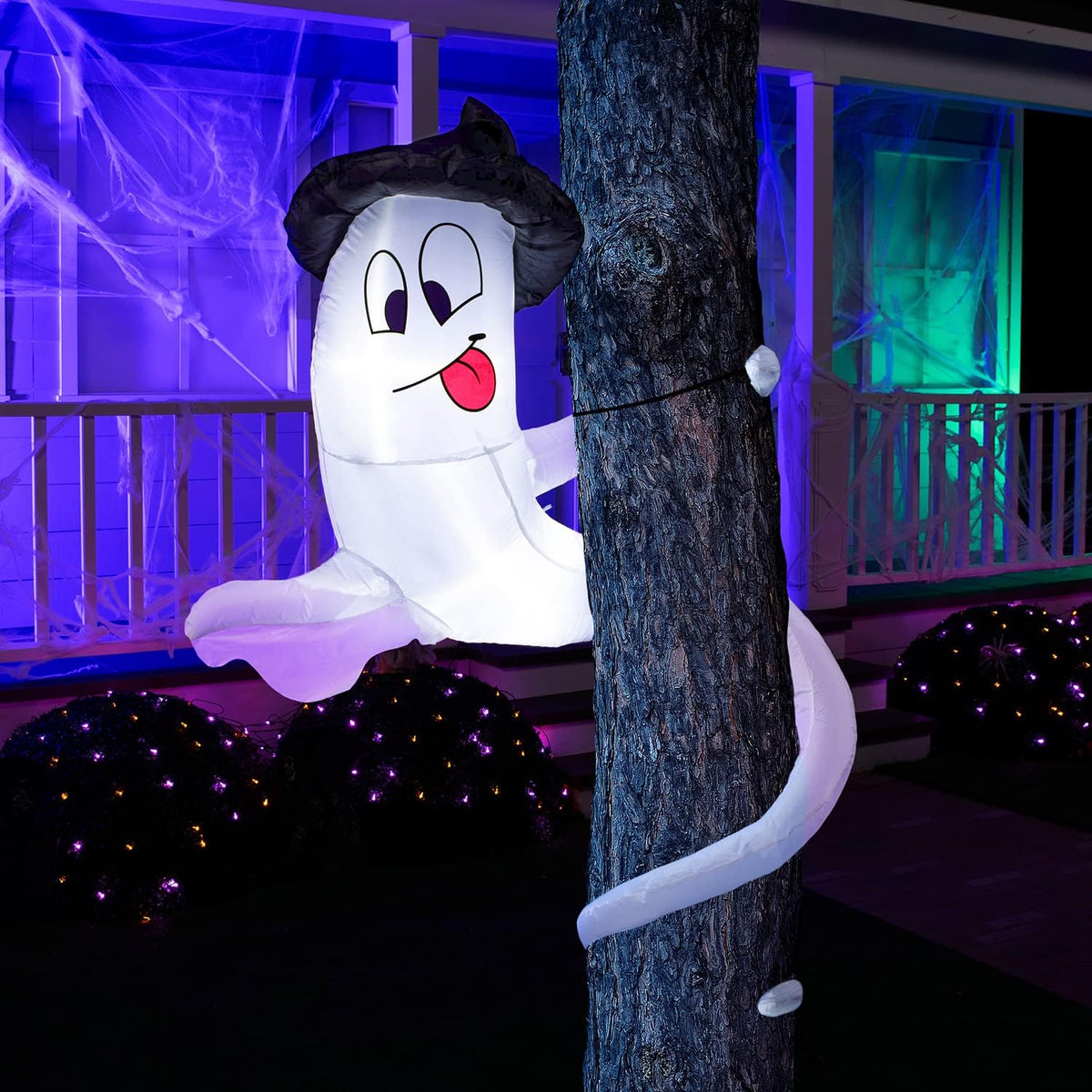Joiedomi Halloween Inflatables Outdoor Decorations, Inflatable Ghost Halloween Decor Outdoor, Blow Up Ghost Twining Around Tree with Build-in LEDs for Yard Decorations