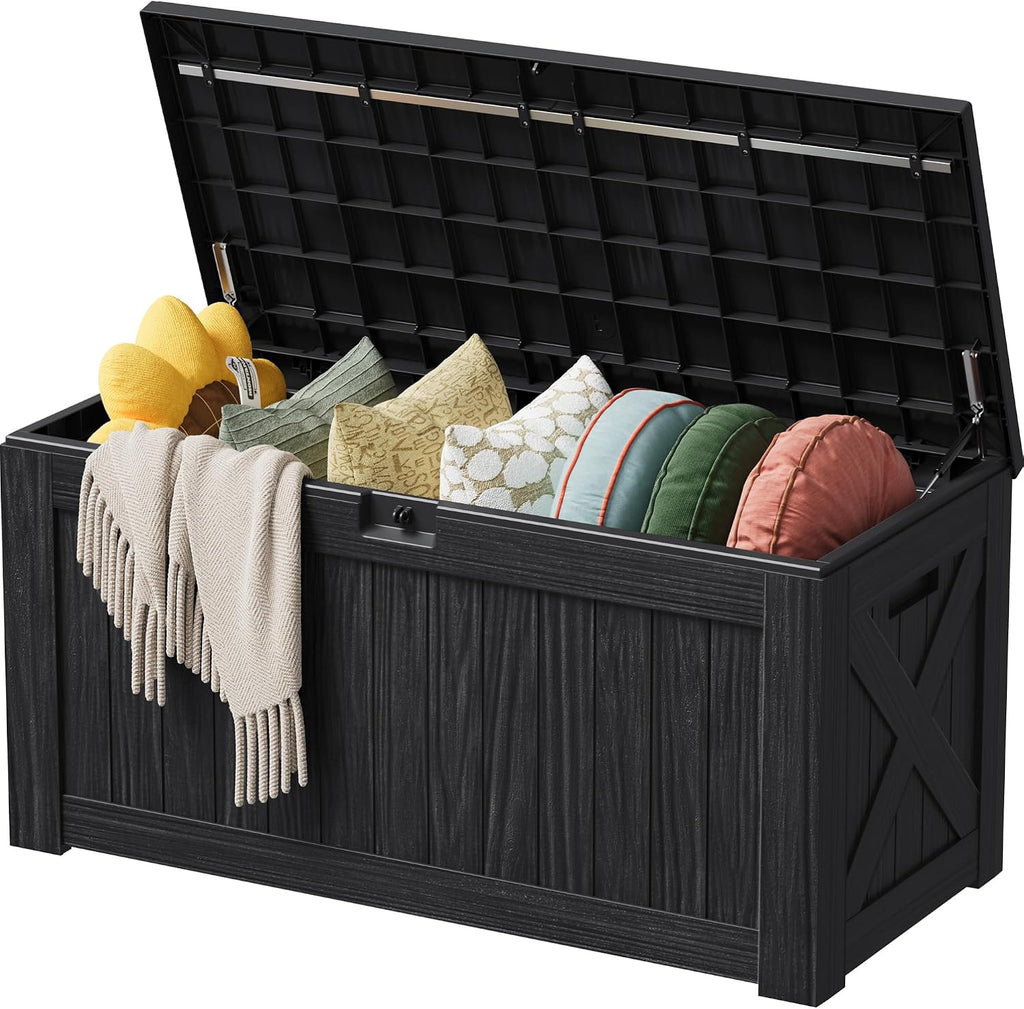 Devoko 125 Gallon Outdoor Storage Box, Waterproof Resin Deck Box