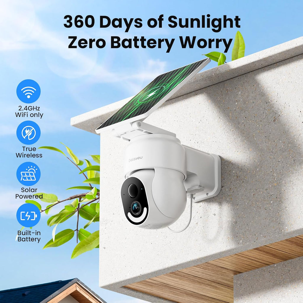 galayou solar camera outdoor wireless for home security shown in use